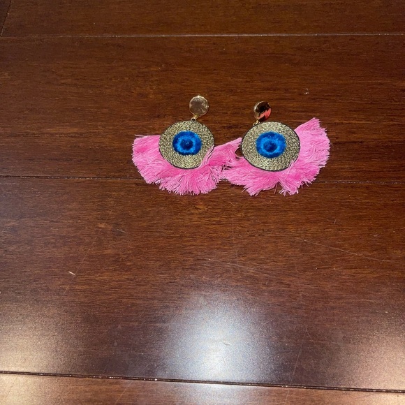guc j crew Pink and Blue Tassel Earrings - Picture 1 of 4